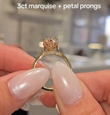 3ct Dutch Marquise Lab-Grown Diamond, 18K Gold Solitaire
