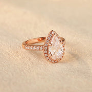 3ct Pear & Heart Prong-Set Engagement Ring