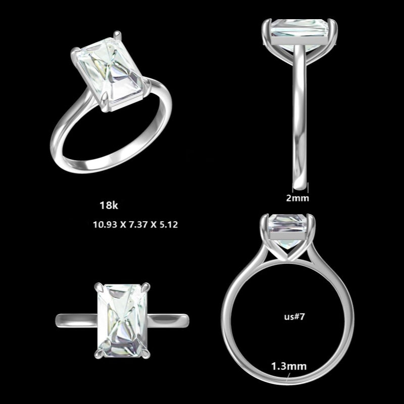 4ct Emerald Lab-grown diamond 18K White Gold Solitaire